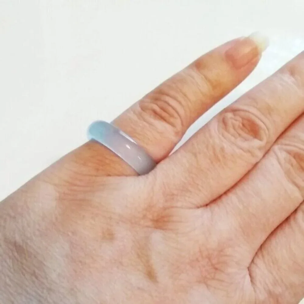 Feminine Pale Blue! Agate Band Sz 7.25 - Friendship + Promise Stone Ring!